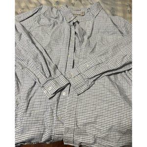 Natural Basix Shirt Mens XXL Button Up Striped Shirt Long Sleeve Linen Feel